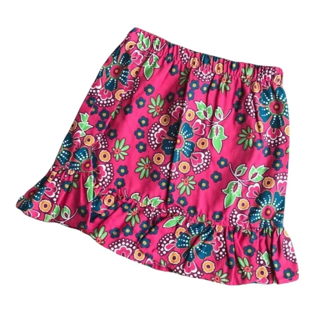 Chez Ami Patsy Aiken Girls Skirt Size‎ 5 Plum Floral Print Twill Elastic Waist